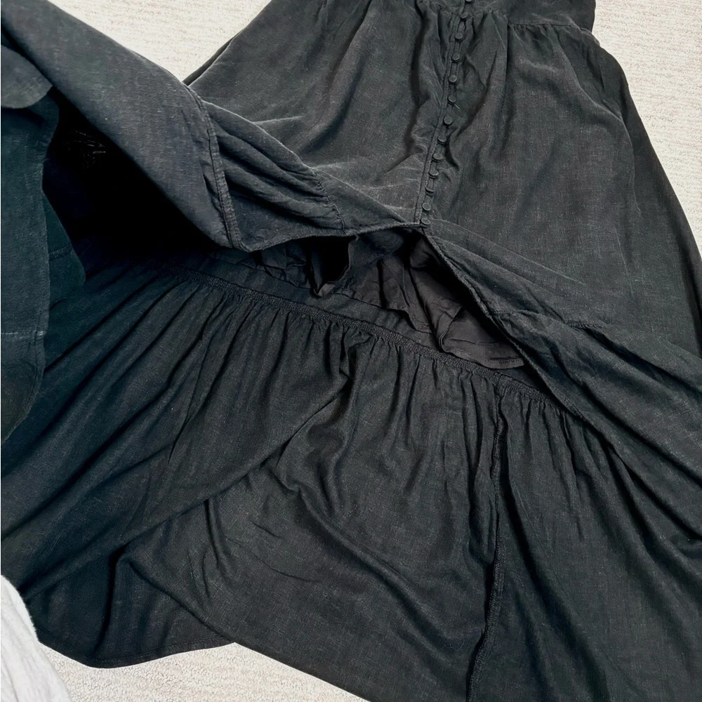 Abercrombie & Fitch Black Linen Blend Empire Sundress Size Large Tall Maxi Dress